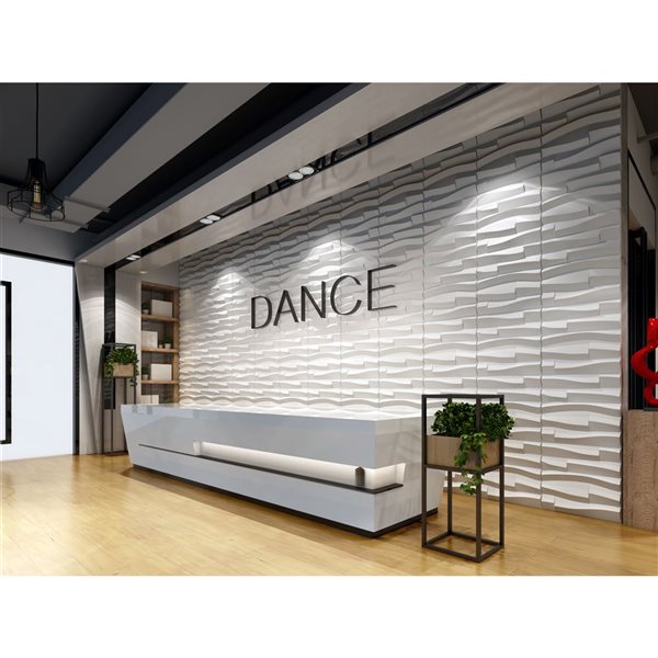 Panneau mural Dundee Deco 3D abstrait en PVC 1.6 x 1.6 pi, blanc 13.5 pi² 5/boite