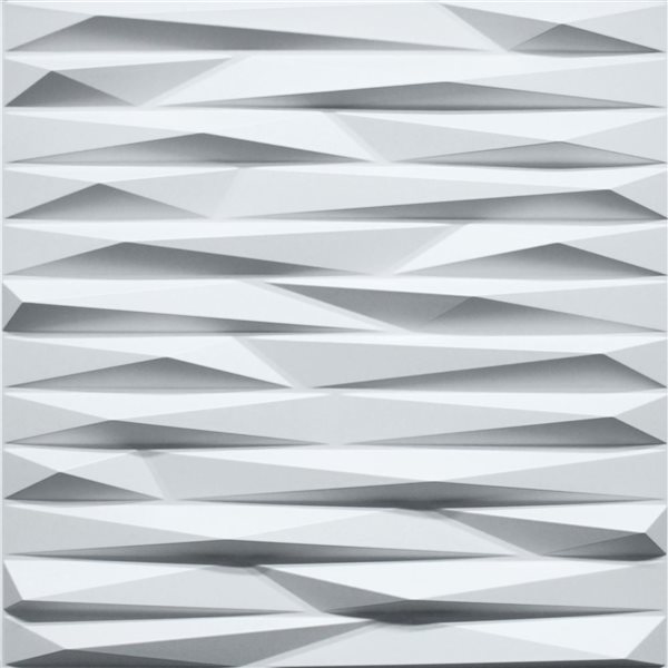 Dundee Deco Modern Wave Board PVC 3D Wall Panel White 1.6 ft X 1.6 ft, 2.7 sq. ft. Each