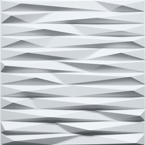 Dundee Deco Modern Wave Board PVC 3D Wall Panel White 1.6 ft X 1.6 ft, 2.7 sq. ft. Each