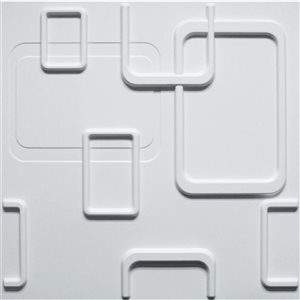 Dundee Deco Geometric Shapes PVC 3D Wall Panel White 1.6 ft X 1.6 ft, 2.7 sq. ft. each