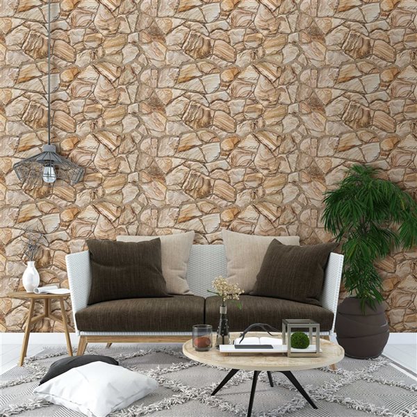 Panneau mural 3D en PVC imitation brique marron, 10/boîte, couvre 51 pi²