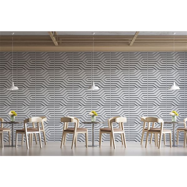 Dundee Deco Modern Stripes PVC 3D Wall Panel White 1.6 ft X 1.6 ft, 26.9 sq. ft. 10/pk