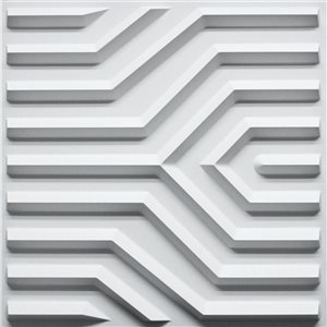 Dundee Deco Modern Stripes PVC 3D Wall Panel White 1.6 ft X 1.6 ft, 26.9 sq. ft. 10/pk