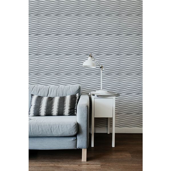 Dundee Deco Modern Wave PVC 3D Wall Panel White 1.6 ft X 1.6 ft, 26.9 sq. ft. 10/pk