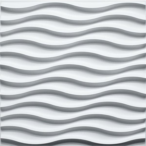 Dundee Deco Modern Wave PVC 3D Wall Panel White 1.6 ft X 1.6 ft, 26.9 sq. ft. 10/pk