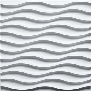 Dundee Deco Modern Wave PVC 3D Wall Panel White 1.6 ft X 1.6 ft, 26.9 sq. ft. 10/pk