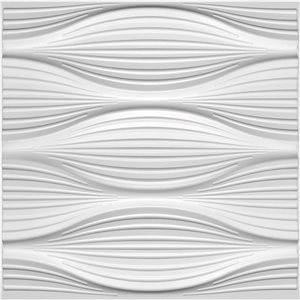 Dundee Deco Industrial Wave PVC 3D Wall Panel White 1.6 ft X 1.6 ft, 13.5 sq. ft. 5/pk