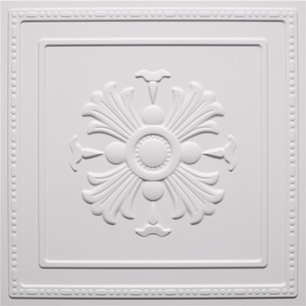 Dundee Deco Modern Floral PVC 3D Wall Panel White 1.6 ft X 1.6 ft, 26.9 sq. ft. 10/pk