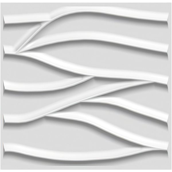 Dundee Deco Contemporary Wave PVC 3D Wall Panel White 1.6 ft X 1.6 ft, 2.7 sq. ft. each