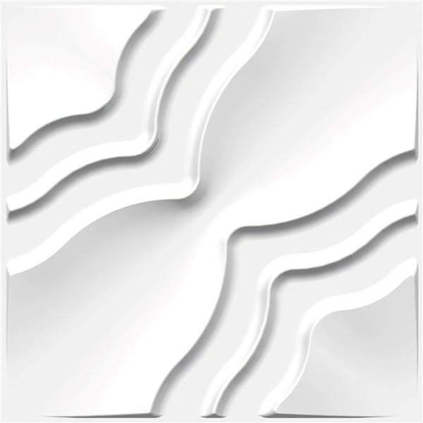 Panneau mural Dundee Deco 3D abstrait en PVC 1.6 x 1.6 pi, blanc 13.5 pi² 5/boite