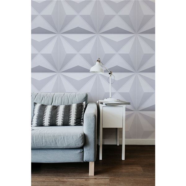 Dundee Deco Modern Diamond PVC 3D Wall Panel White 1.6 ft X 1.6 ft, 2.7 sq. ft. each