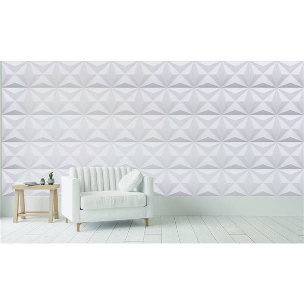 Dundee Deco Modern Diamond PVC 3D Wall Panel White 1.6 ft X 1.6 ft, 2.7 sq. ft. each