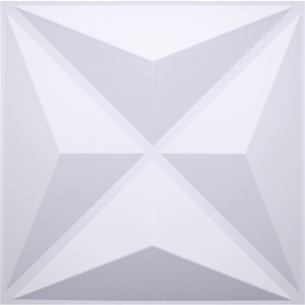 Dundee Deco Modern Diamond PVC 3D Wall Panel White 1.6 ft X 1.6 ft, 2.7 sq. ft. each