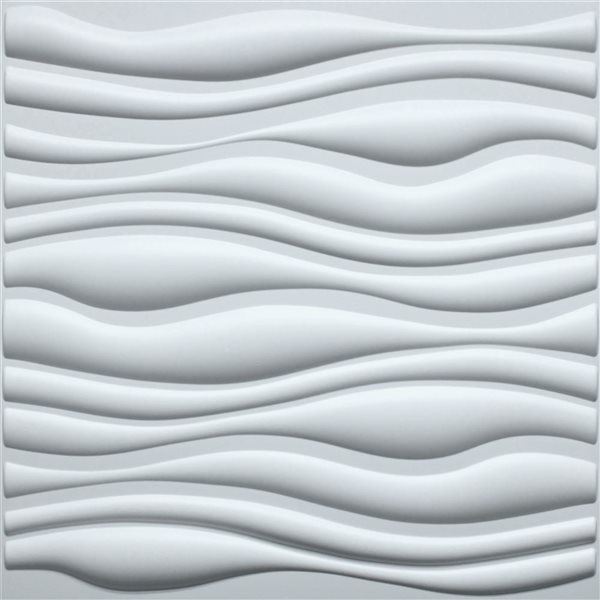 Dundee Deco Contemporary Wave PVC 3D Wall Panel White 1.6 ft X 1.6 ft, 13.5 sq. ft. 5/pk