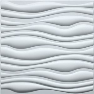 Dundee Deco Contemporary Wave PVC 3D Wall Panel White 1.6 ft X 1.6 ft, 13.5 sq. ft. 5/pk