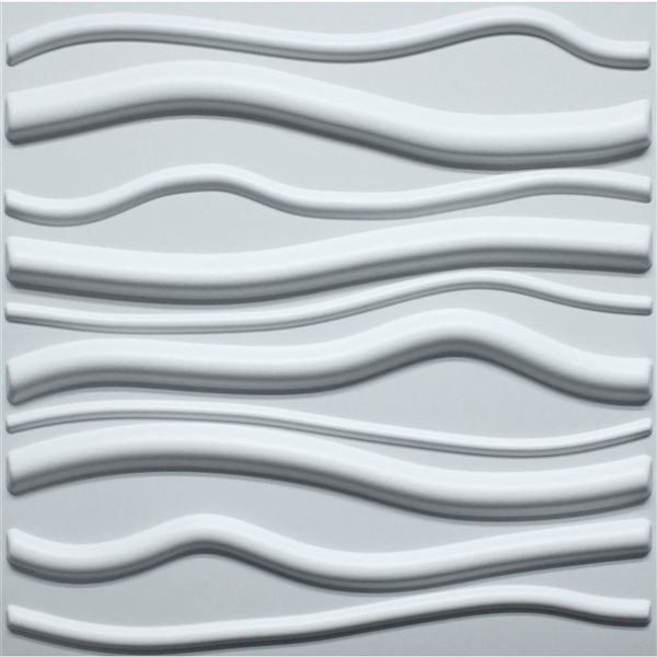 Dundee Deco Contemporary Waves PVC 3D Wall Panel White 1.6 ft X 1.6 ft, 2.7 sq. ft. each