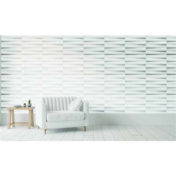 Dundee Deco Modern Stripes PVC 3D Wall Panel White 1.6 ft X 1.6 ft, 2.7 sq. ft. each