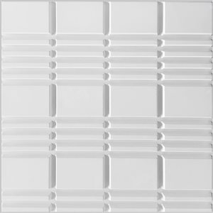 Dundee Deco Modern Plaid PVC 3D Wall Panel White 1.6 ft X 1.6 ft, 26.9 sq. ft. 10/pk