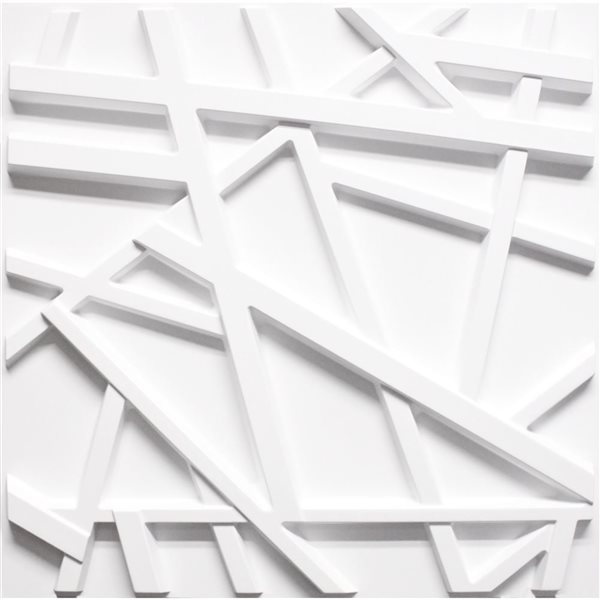 Dundee Deco Modern Trusan PVC 3D Wall Panel White 1.6 ft X 1.6 ft, 26.9 sq. ft. 10/pk