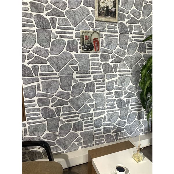 Dundee Deco Bluish Grey White 3.3 ft X 1.6 ft Styrofoam 3D Wall Panels, 54 sq ft