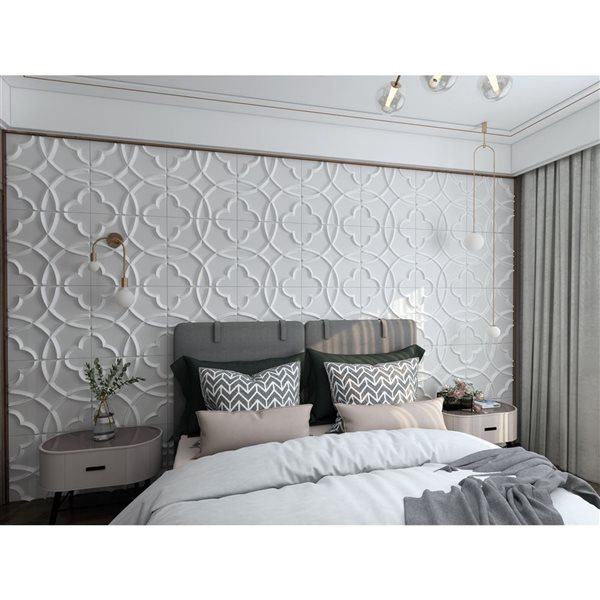 Panneau mural Dundee Deco 3D abstrait en PVC 1.6 x 1.6 pi, blanc 26.9 pi² 10/boite