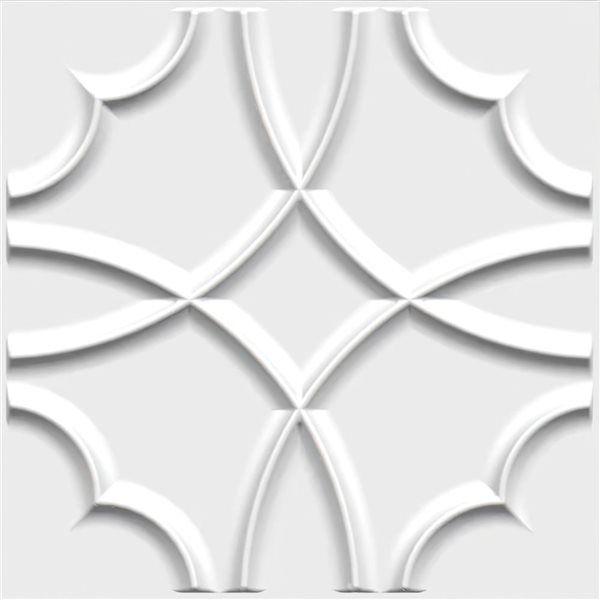 Dundee Deco Traditional Shapes PVC 3D Wall Panel White 1.6 ft X 1.6 ft, 26.9 sq. ft. 10/pk