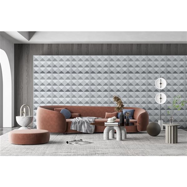 Dundee Deco Contemporary Diamonds PVC 3D Wall Panel White 1.6 ft X 1.6 ft, 2.7 sq. ft. each