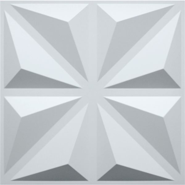 Dundee Deco Contemporary Geometric PVC 3D Wall Panel White 1.6 ft X 1.6 ft, 26.9 sq. ft. 10/pk