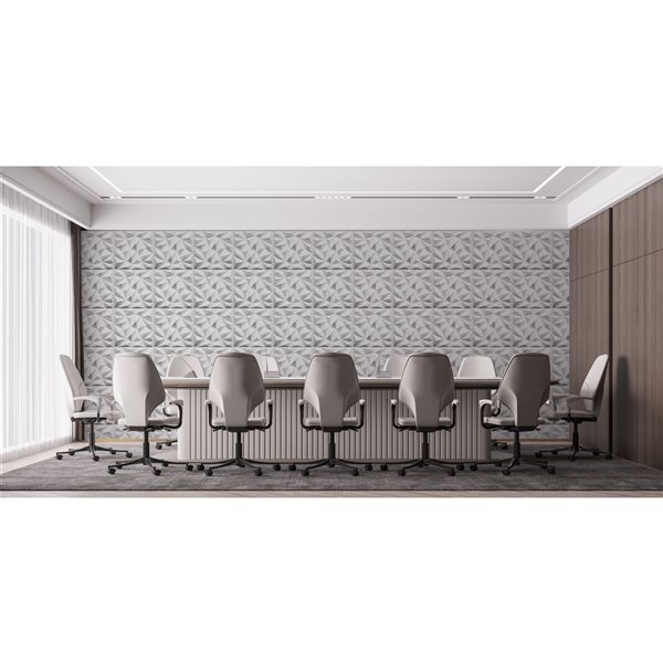Dundee Deco Geometric Diamond PVC 3D Wall Panel White 1.6 ft X 1.6 ft, 26.9 sq. ft. 10/pk
