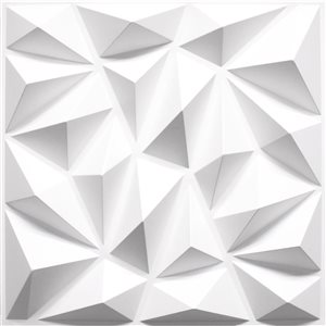 Dundee Deco Geometric Diamond PVC 3D Wall Panel White 1.6 ft X 1.6 ft, 26.9 sq. ft. 10/pk