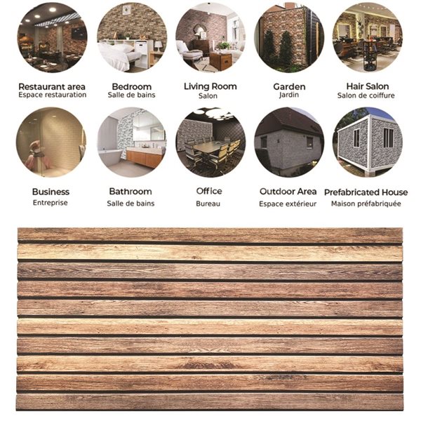 Dundee Deco Distressed Brown 3.3 ft X 1.6 ft Styrofoam 3D Wall Panels 54 sq ft