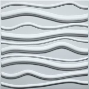 Dundee Deco Contemporary Waves PVC 3D Wall Panel White 1.6 ft X 1.6 ft, 26.9 sq. ft. 10/pk