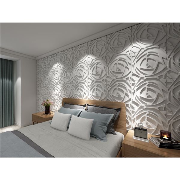 Panneau mural Dundee Deco 3D géométrique en PVC 1.6 x 1.6 pi, blanc 26.9 pi² 10/boite