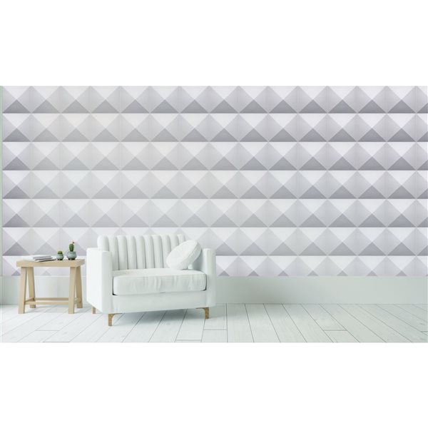 Dundee Deco Modern Diamond PVC 3D Wall Panel White 1.6 ft X 1.6 ft, 2.7 sq. ft. each