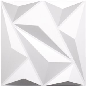 Dundee Deco Modern Diamond PVC 3D Wall Panel White 1.6 ft X 1.6 ft, 13.5 sq. ft. 5/pk