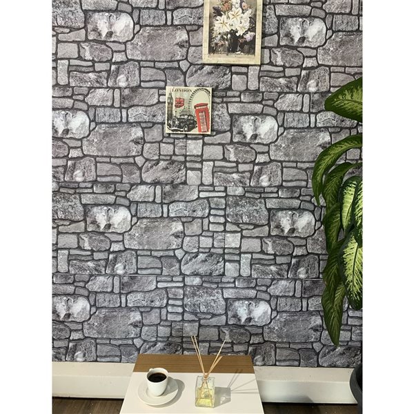 Dundee Deco Charcoal Grey 3.3 ft X 1.6 ft Styrofoam 3D Wall Panels, 54 sq ft