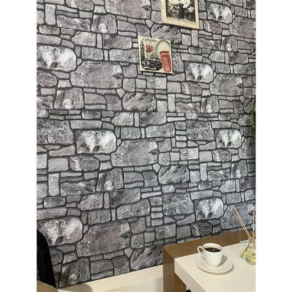 Dundee Deco Charcoal Grey 3.3 ft X 1.6 ft Styrofoam 3D Wall Panels, 54 sq ft