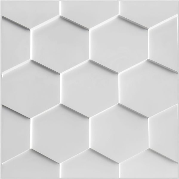 Dundee Deco Modern Honeycomb PVC 3D Wall Panel White 1.6 ft X 1.6 ft, 2.7 sq. ft. each