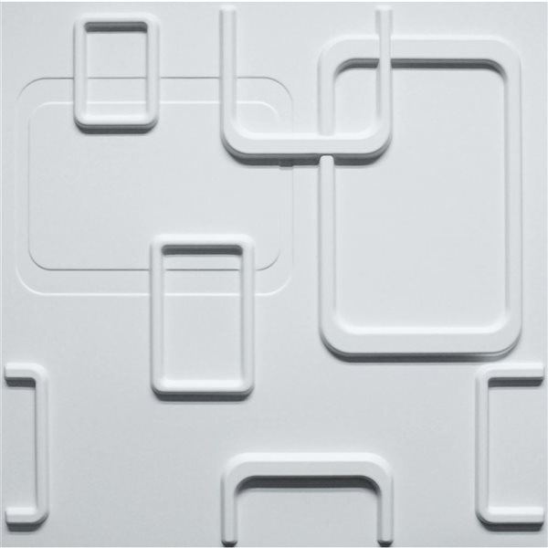 Dundee Deco Geometric Shapes PVC 3D Wall Panel White 1.6 ft X 1.6 ft, 26.9 sq. ft. 10/pk