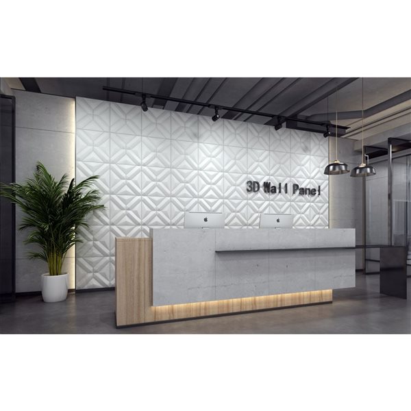 Panneau mural Dundee Deco 3D abstrait en PVC 1.6 x 1.6 pi, blanc 13.5 pi² 5/boite