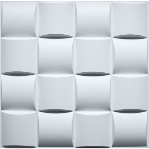 Dundee Deco Modern Checkered PVC 3D Wall Panel White 1.6 ft X 1.6 ft, 13.5 sq. ft. 5/pk