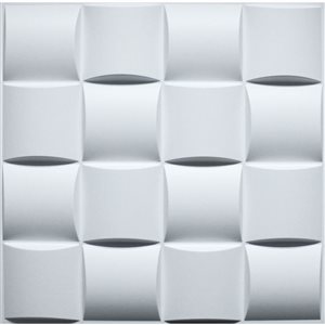 Dundee Deco Modern Checkered PVC 3D Wall Panel White 1.6 ft X 1.6 ft, 13.5 sq. ft. 5/pk