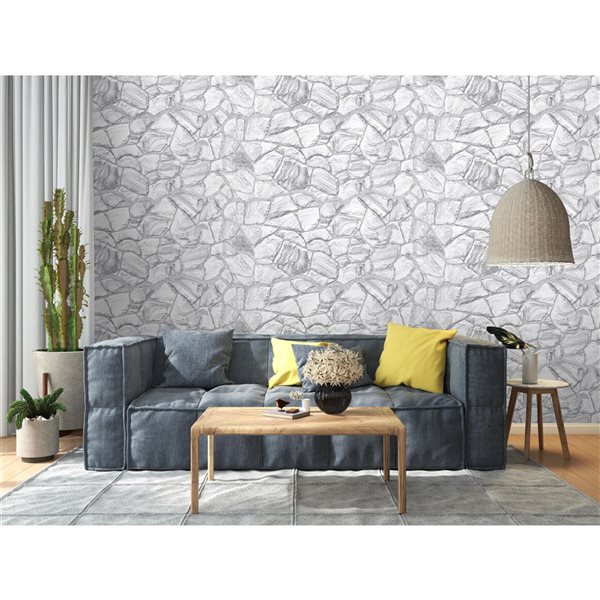 Panneau mural 3D en PVC imitation brique blanc gris, 10/boîte, couvre 51 pi²