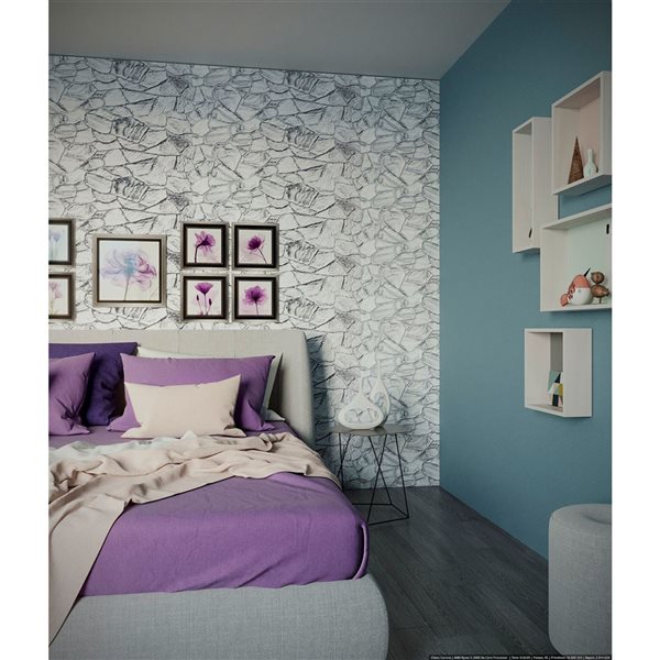 Panneau mural 3D en PVC imitation brique charbon blanc, seul, couvre 5.1 pi²