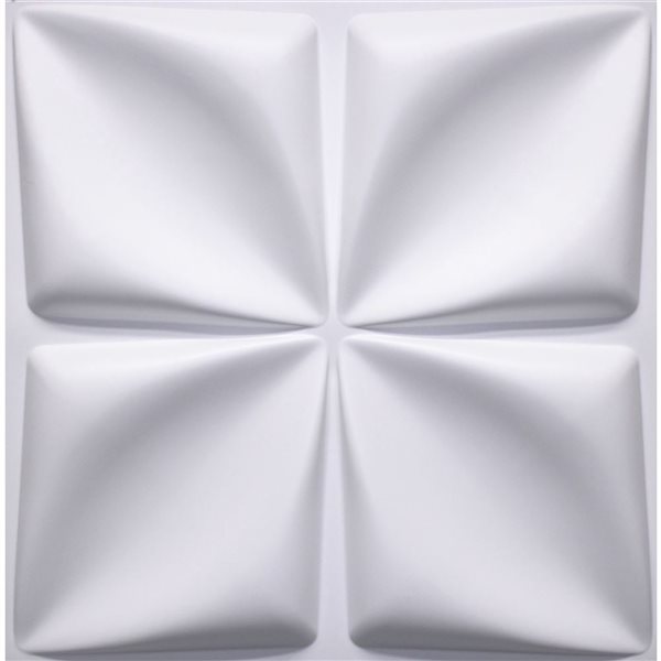 Dundee Deco Modern Diamond PVC 3D Wall Panel White 1.6 ft X 1.6 ft, 13.5 sq. ft. 5/pk