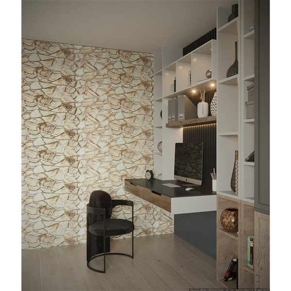 Panneau mural 3D en PVC imitation brique marron ivoire, seul, couvre 5.1 pi²