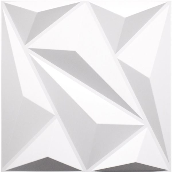 Dundee Deco Modern Diamond PVC 3D Wall Panel White 1.6 ft X 1.6 ft, 26.9 sq. ft. 10/pk