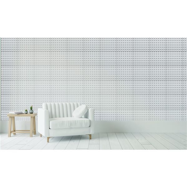 Dundee Deco Contemporary Spike PVC 3D Wall Panel White 1.6 ft X 1.6 ft, 2.7 sq. ft. each