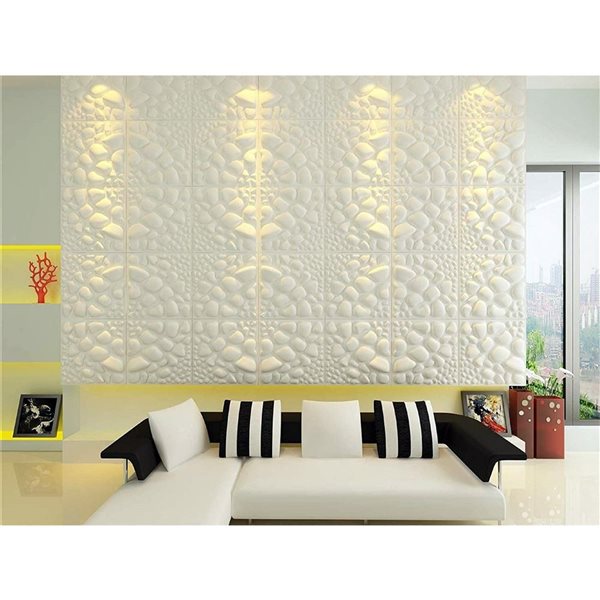 Panneau mural Dundee Deco 3D abstrait en PVC 1.6 x 1.6 pi, blanc 2.7 pi² au total