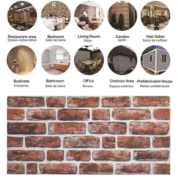 Dundee Deco Mahogany 3.3 ft X 1.6 ft Styrofoam 3D Wall Panels Red 54 sq ft